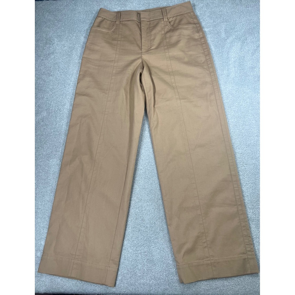 Vince wide Leg Chino Pants 12 Tan Cotton Seam Detail Minimalist Quiet Luxury